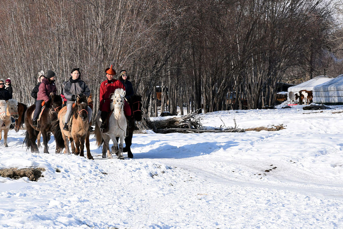 Winter horse riding